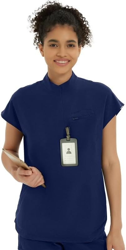 Women's medical surgical gown top-soft elastic cheongsam collar oversized fit frosted shirt